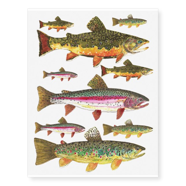 Rainbow Trout Fisherman's Temporary Tattoos (Front)