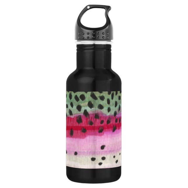 Rainbow Trout Fishing, Angling Water Bottle (Front)