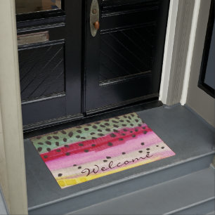 Rainbow Trout Fishing Beautiful Unique Welcome Doormat