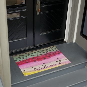 Rainbow Trout Fishing Beautiful Unique Welcome Doormat by TroutWhiskers at Zazzle