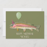 Happy Birthday Fly Fishing Trout Card, Husband Card, Simple