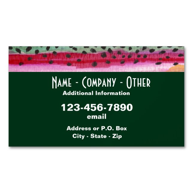 Rainbow Trout Fishing Business Card Magnet (Front)