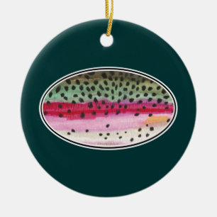 Rainbow Trout Fishing Ceramic Ornament
