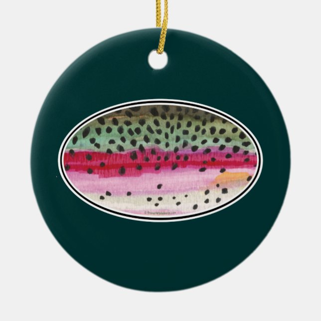 Rainbow Trout Fishing Ceramic Ornament (Front)