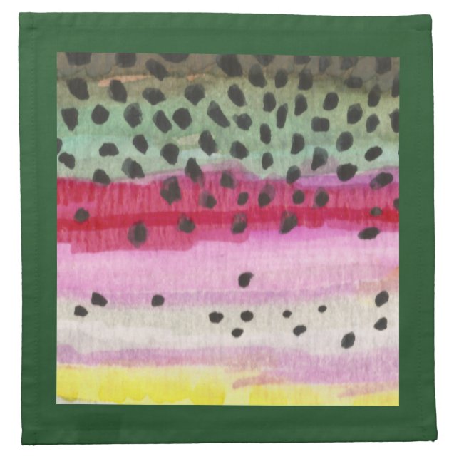 Rainbow Trout Fishing Cloth Napkin (Front)