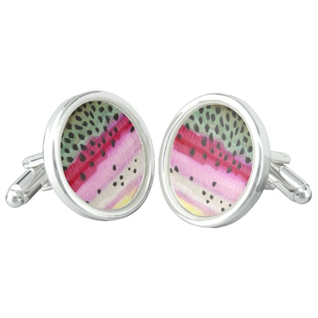 Rainbow Trout Fishing Cufflinks (Angled)