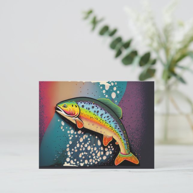 Rainbow Trout Fishing Customizable Nature Lover’s Postcard (Standing Front)
