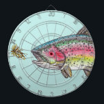 Rainbow Trout Fishing Dart Board<br><div class="desc">Rainbow trout after fly lure.  Hand drawn by artist ©Tina Hesskew of Fishing Hunting Life.</div>