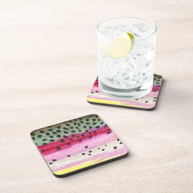 Rainbow Trout Fishing Drink Coaster (Right Side)
