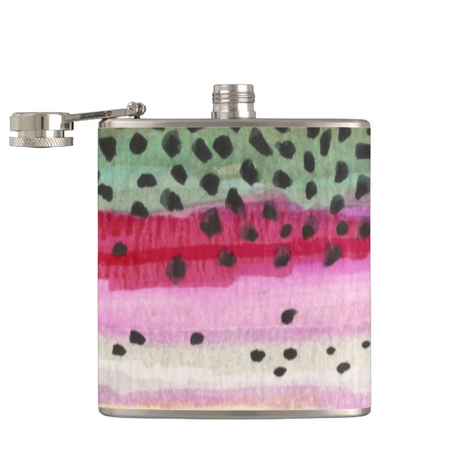 Rainbow Trout Fishing Hip Flask (Opened)