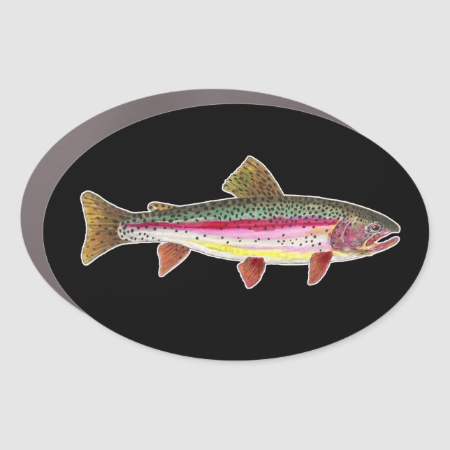 Rainbow Trout Fishing Ichthyology Oval Truck and Car Magnet (Front)