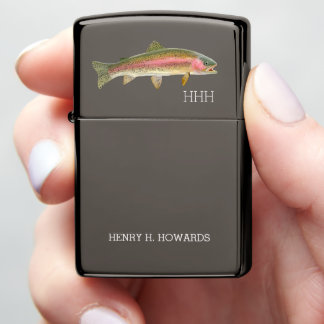 Rainbow Trout Fishing Monogram and Name Zippo Lighter