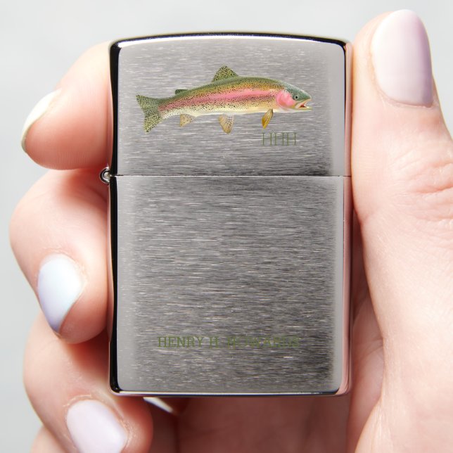 ZIPPO - 【未使用】zippo rainbow Trout Rainbow Trout Fishing Monogram and Name Zippo Lighter | Zazzle