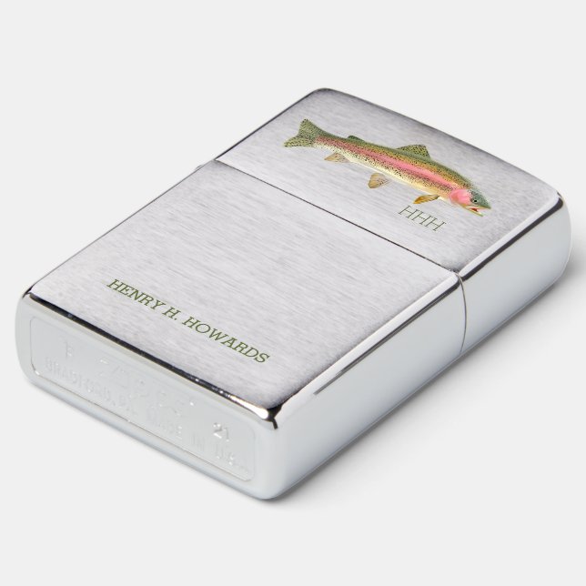 Rainbow Trout Fishing Monogram and Name Zippo Lighter | Zazzle