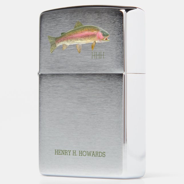 Rainbow Trout Fishing Monogram and Name Zippo Lighter | Zazzle