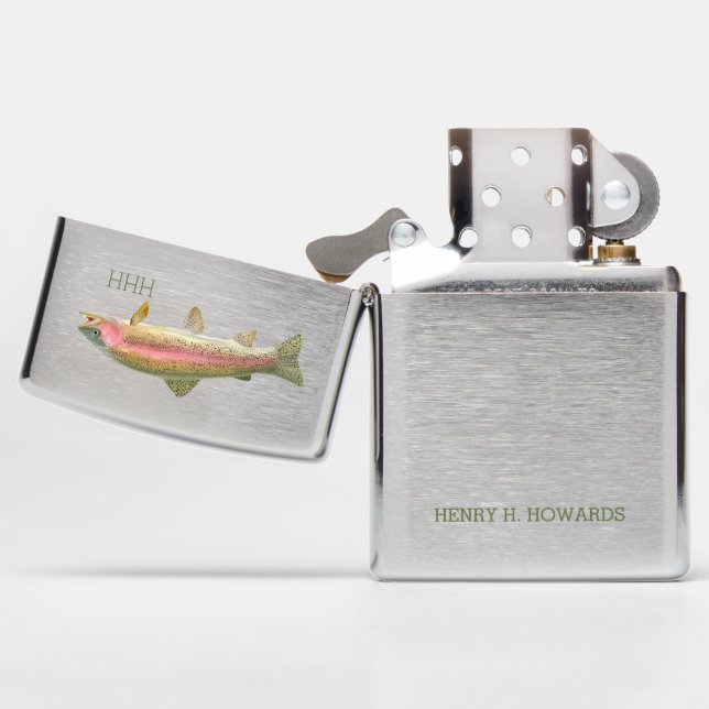 Rainbow Trout Fishing Monogram and Name Zippo Lighter | Zazzle
