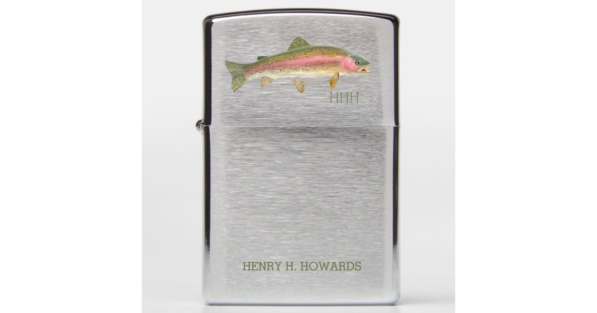Rainbow Trout Fishing Monogram and Name Zippo Lighter