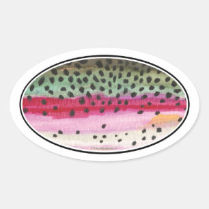 Rainbow Trout Fishing Oval Sticker