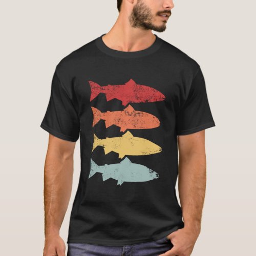 Rainbow Trout Fishing Retro Vintage Fish Gift T_Shirt
