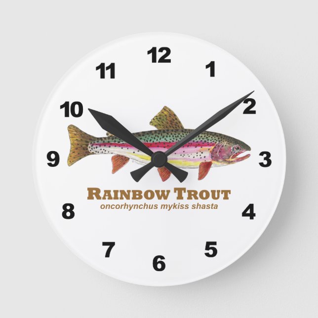 Rainbow Trout Fishing Round Clock (Front)