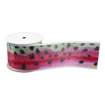 Rainbow Trout Fishing Satin Ribbon by TroutWhiskers at Zazzle