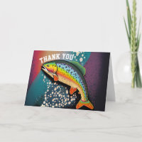 Rainbow Trout Fishing Thank You Card Personalized