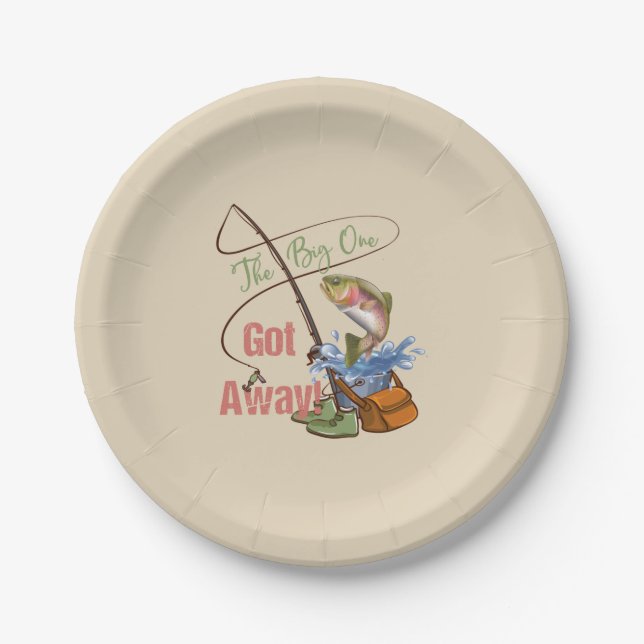 Rainbow Trout Fishing - The Big One Got Away Paper Plates (Front)