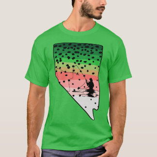 Rainbow Trout Fly Fish Nevada State Map Fly Fishin T-Shirt