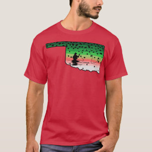 Rainbow Trout Fly Fish Oklahoma State Map Fly Fish T-Shirt