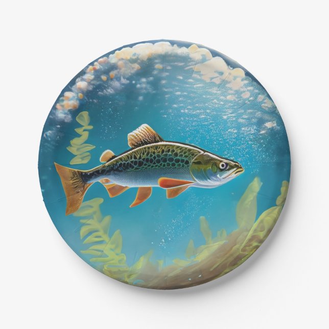 Rainbow Trout Fly Fish Paper Plates (Front)