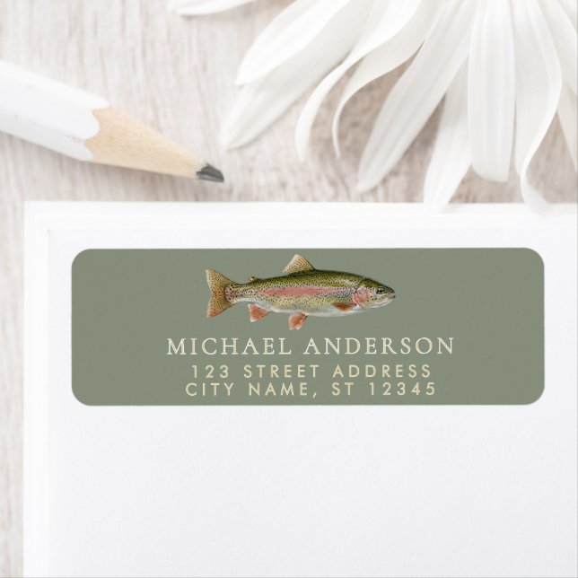 Rainbow Trout - Fly Fisherm Return Address Label   (Insitu)