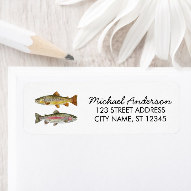Rainbow Trout - Fly Fisherm Return Address Label   (Insitu)