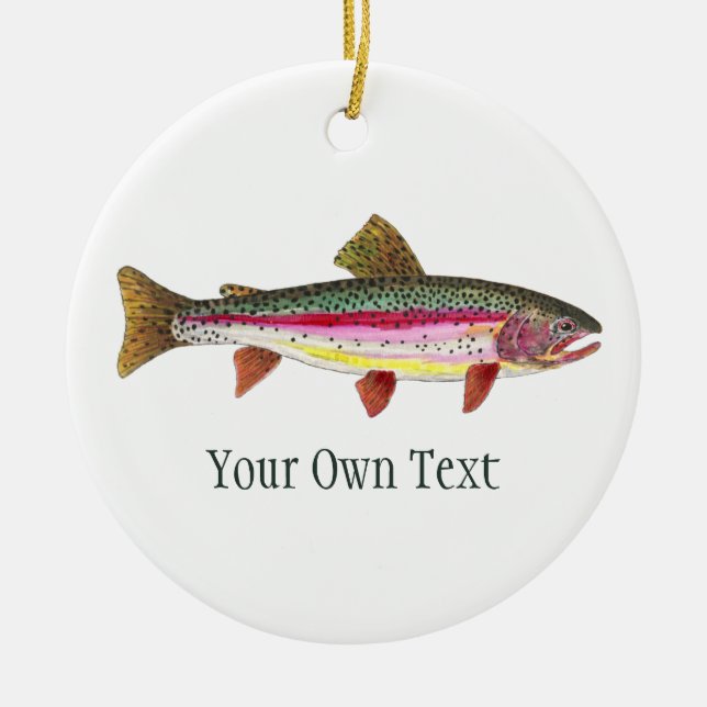 Rainbow Trout Fly Fishing, Angling, Ichthyology Ceramic Ornament (Front)