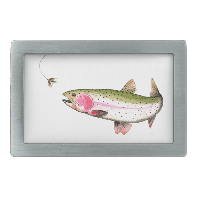 Rainbow Trout Fly Fishing Belt Buckle (Front)