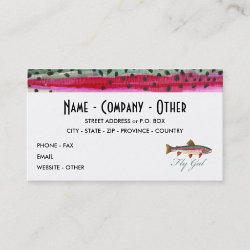 Customizable Rainbow Trout Fly Fishing Business Card