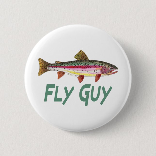 Rainbow Trout Fly FIshing Button (Front)