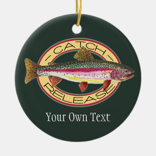 Rainbow Trout Fly Fishing Catch and Release Ceramic Ornament (Front)