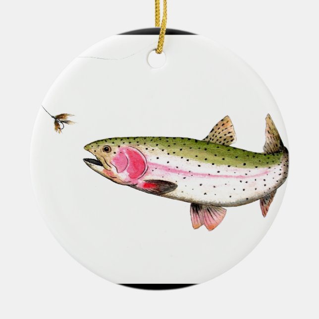Rainbow Trout Fly Fishing Ceramic Ornament (Front)