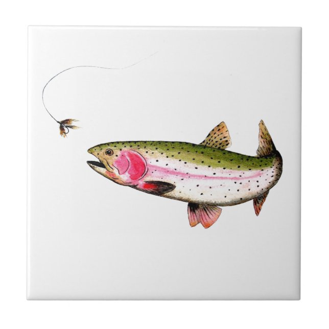 Rainbow Trout Fly Fishing Ceramic Tile (Front)