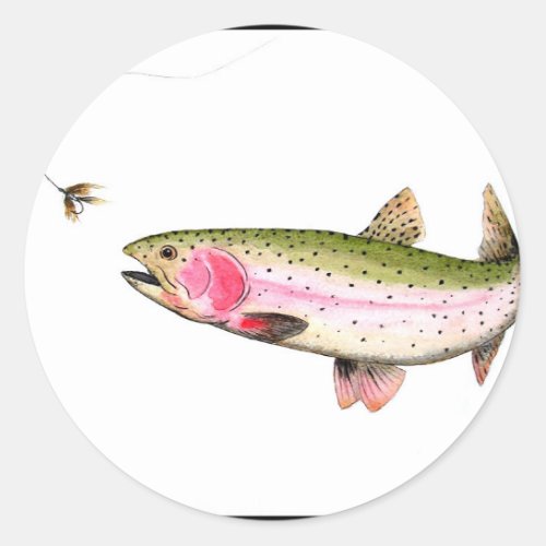 Rainbow Trout Fly Fishing Classic Round Sticker