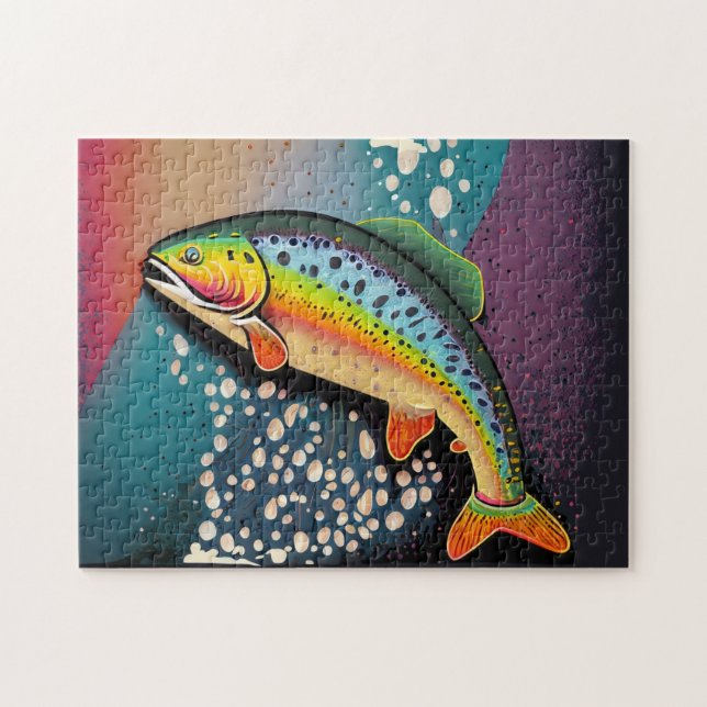 Rainbow Trout Fly Fishing Customizable Jigsaw Puzzle (Horizontal)