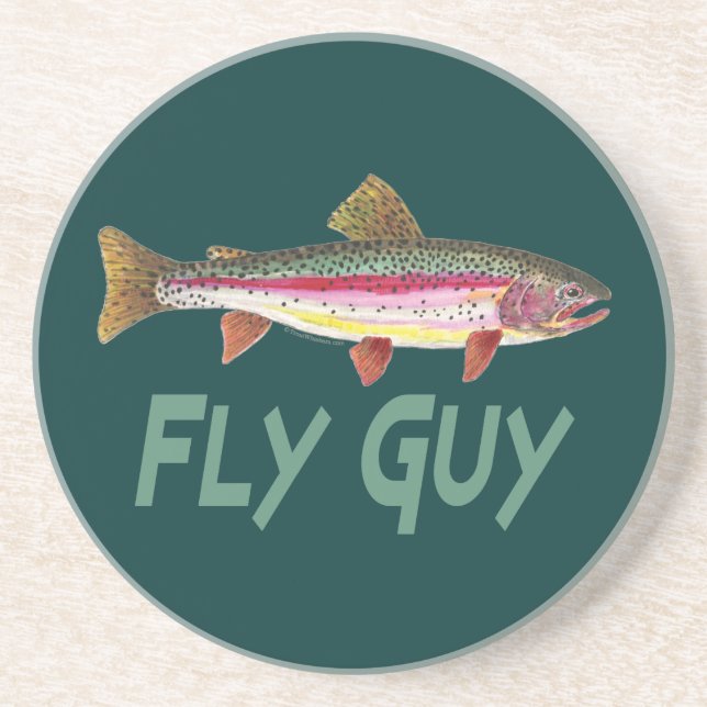 Rainbow Trout Fly FIshing Drink Coaster (Front)