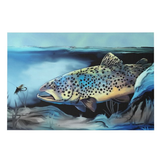 Rainbow Trout Fly Fishing Faux Canvas Print (Front)