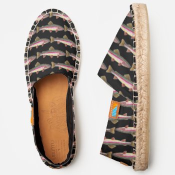 Rainbow Trout Fly Fishing Fishermen Angler's Black Espadrilles by TroutWhiskers at Zazzle