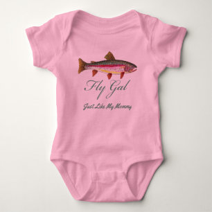 Rainbow Trout Fly Fishing Girl's Baby Bodysuit