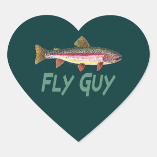 Rainbow Trout Fly FIshing Heart Sticker