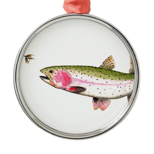 Rainbow Trout Fly Fishing Metal Ornament