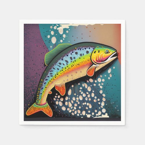 Rainbow Trout Fly Fishing Paper Napkins