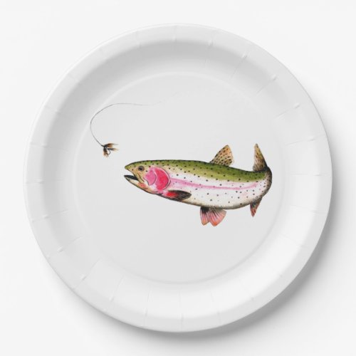 Rainbow Trout Fly Fishing Paper Plates