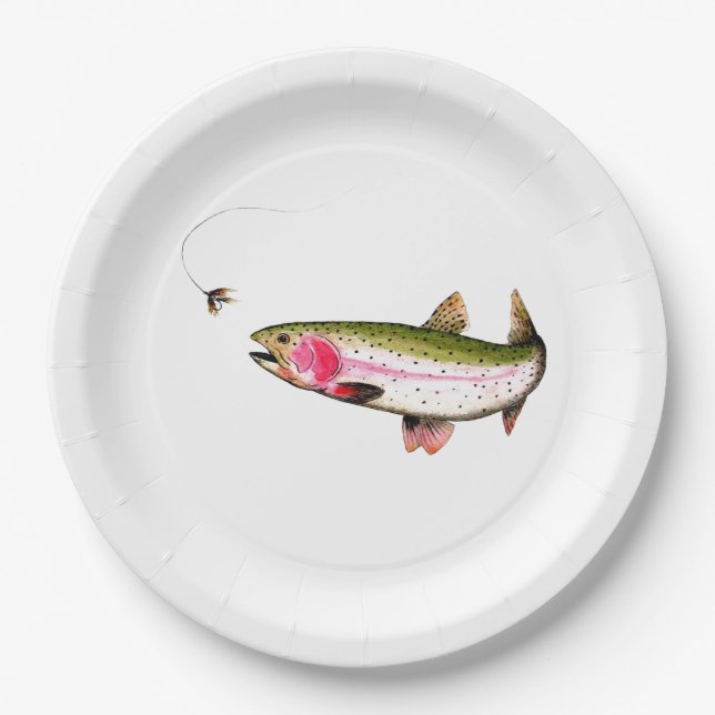 Rainbow Trout Fly Fishing Paper Plates (Front)